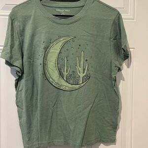 American Eagle Green Graphic Cropped T-Shirt